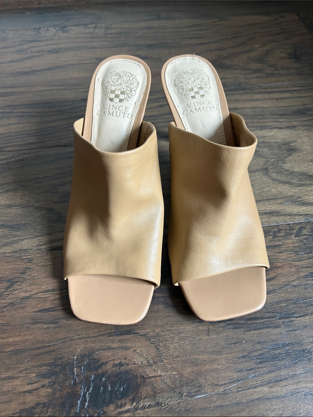 Vince Camuto Camel Tan Leather Slide Mules